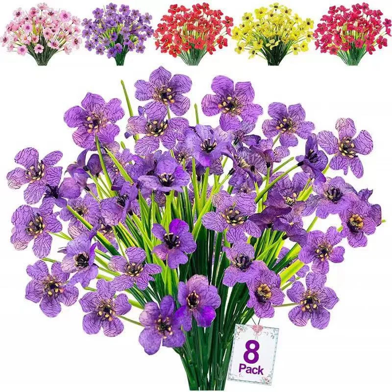 1PCS Artificial Morning Glory UV Resistant Fake Flowers Outdoor Shrub Plants Garden Yard Porch Farmhouse Home Decor