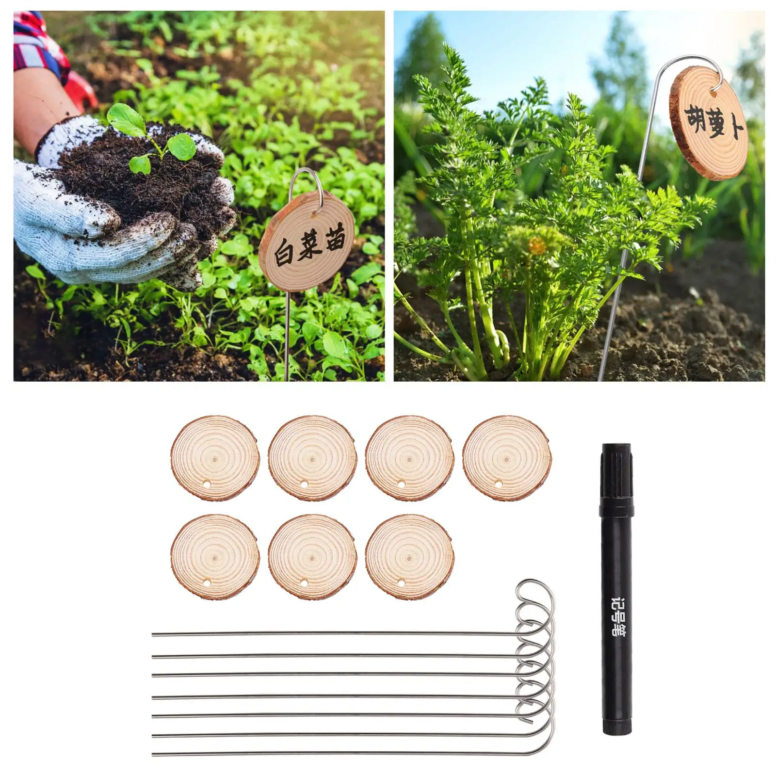 20Pcs Wooden Plant Labels Plant Tags with 1 Maker Pen for Home Yard Garden