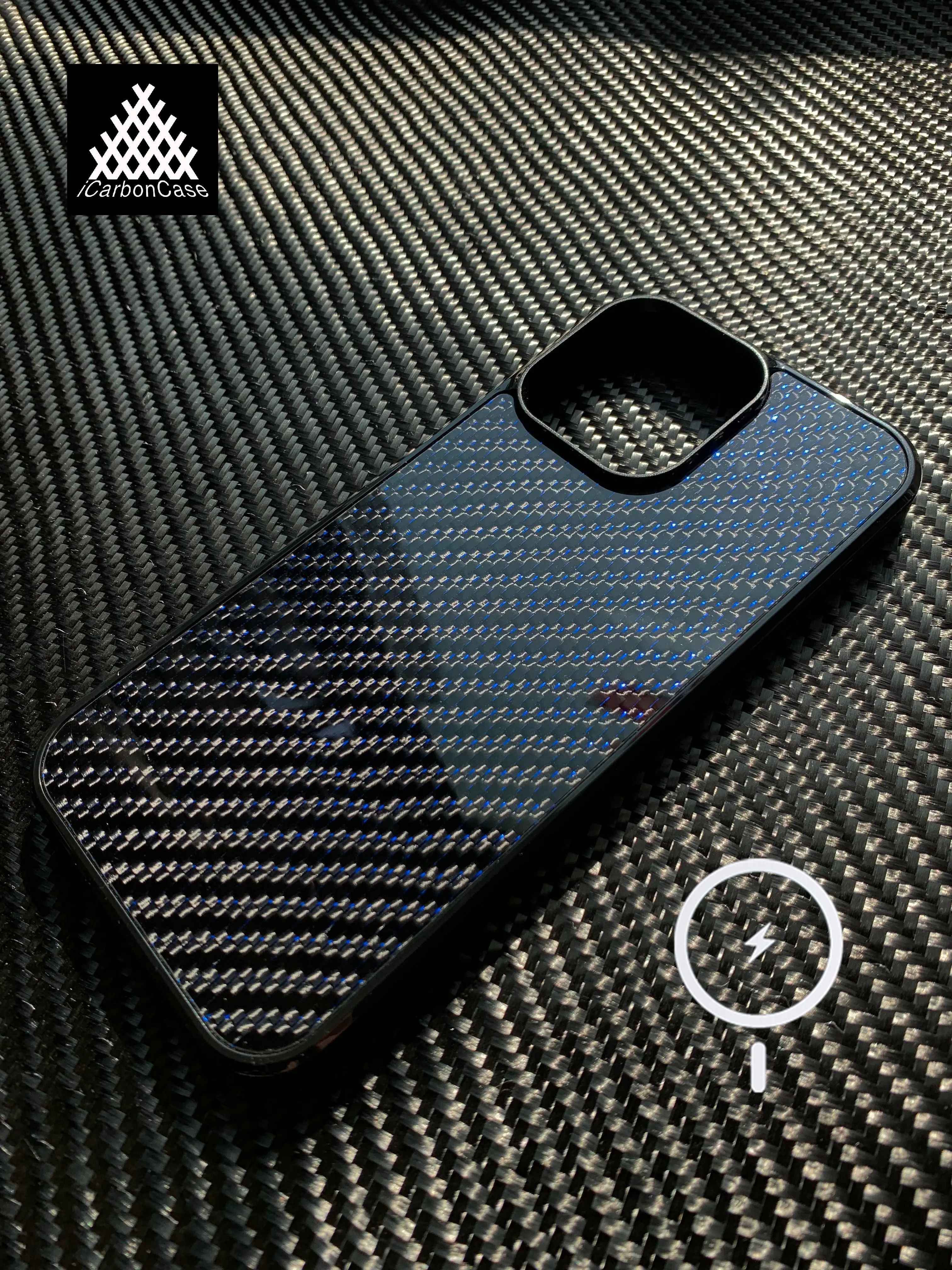 

Magnetic Real Blue Color Woven Carbon Fiber Case for iPhone 16 15 14 13 12 11 Pro Max Anti-drop Full Coverage with MagSafe