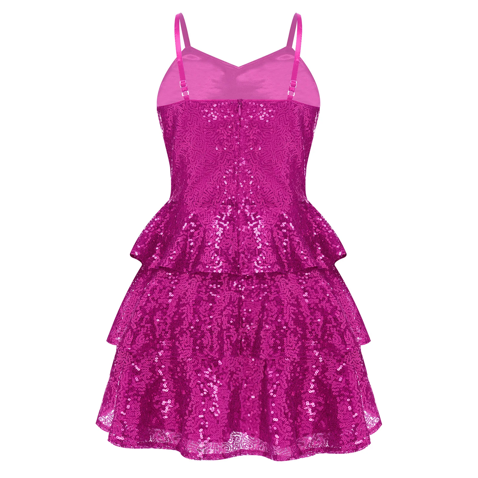 Kids Modern Dance Wear Children Performance Costume Girls Glitter Sequined Dress Sleeveless Sling Dress Child Dancing Party Gown