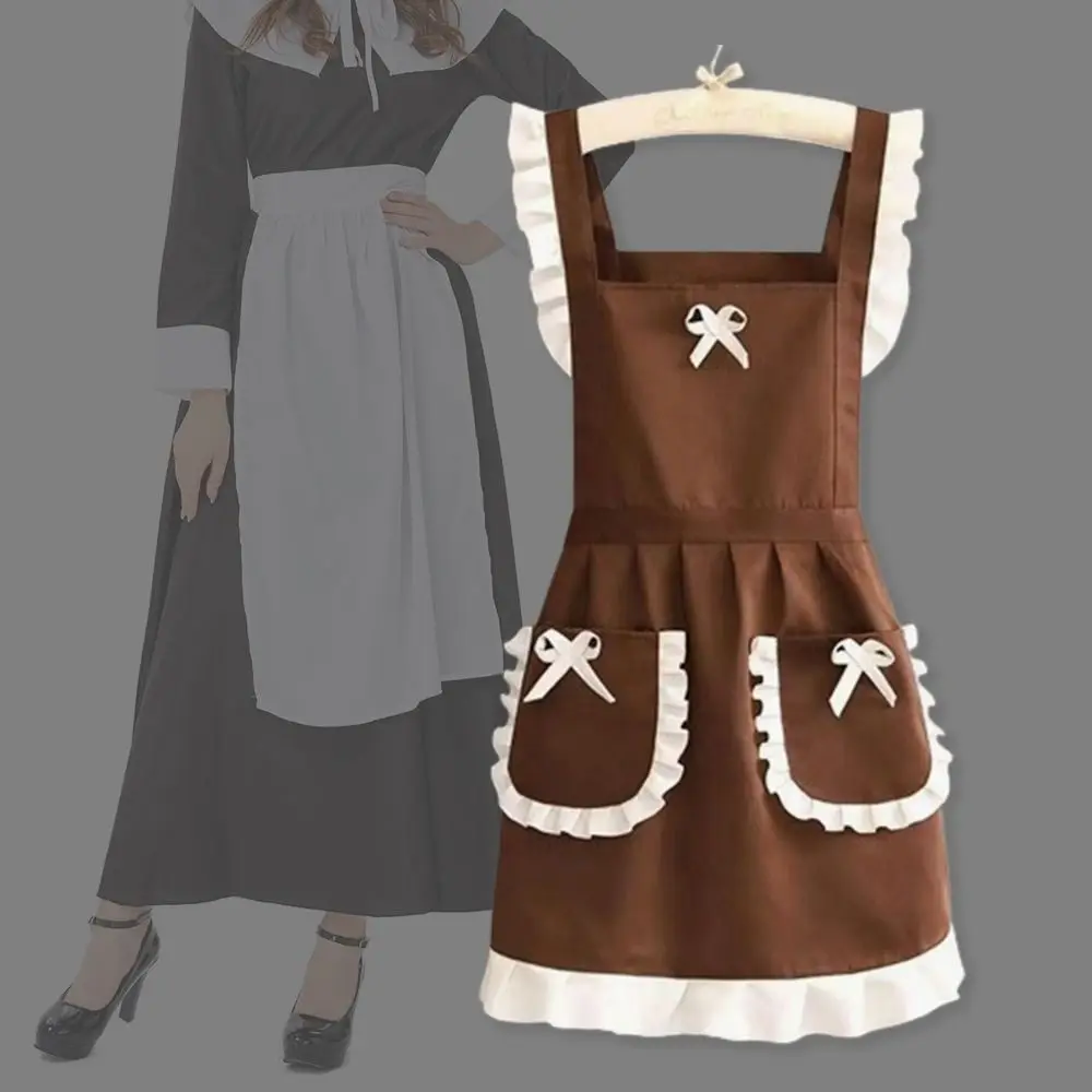 1Pcs New With Waistband Japanese Apron Cross Back Housework Kitchen Cooking Aprons Women Baking Florist Maid Dress Apron