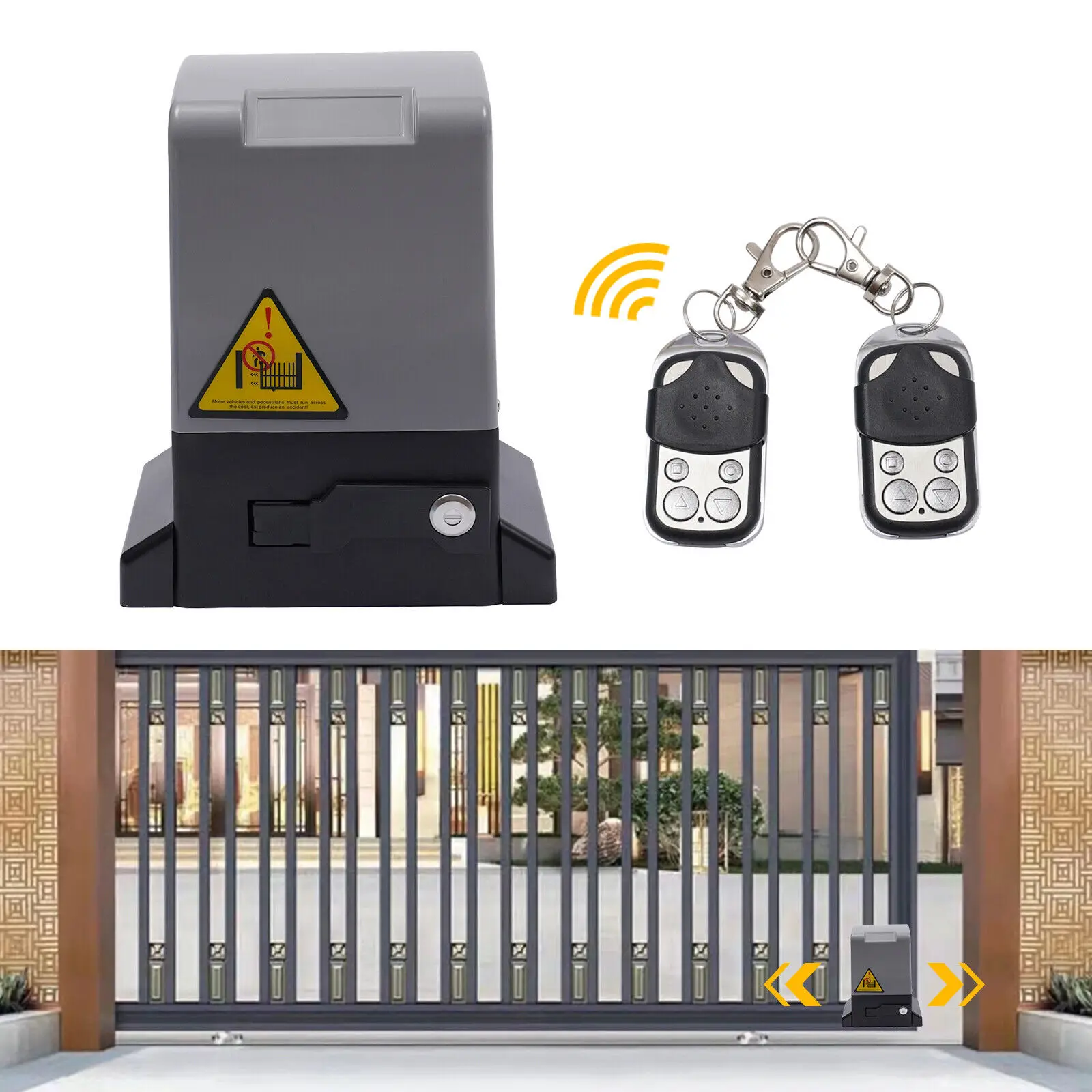 

550W/750W Electric Sliding Gate Opener Driveway Security Kit Control Kit with Infrared Sensor w 2 Remote