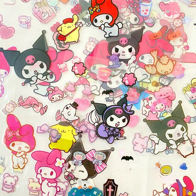 Sanrio Hello Kitty 100-Pcs Sticker Set Non-Repeating Kuromi Melody Cinnamoroll Waterproof Stationery Sticker Gift Box DIY Decor