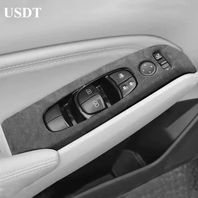 Top Suede Car Door Window Glass Lifting Button Panel Cover Mat For Nissan Teana 2022 2023 2024 Interior Accessories