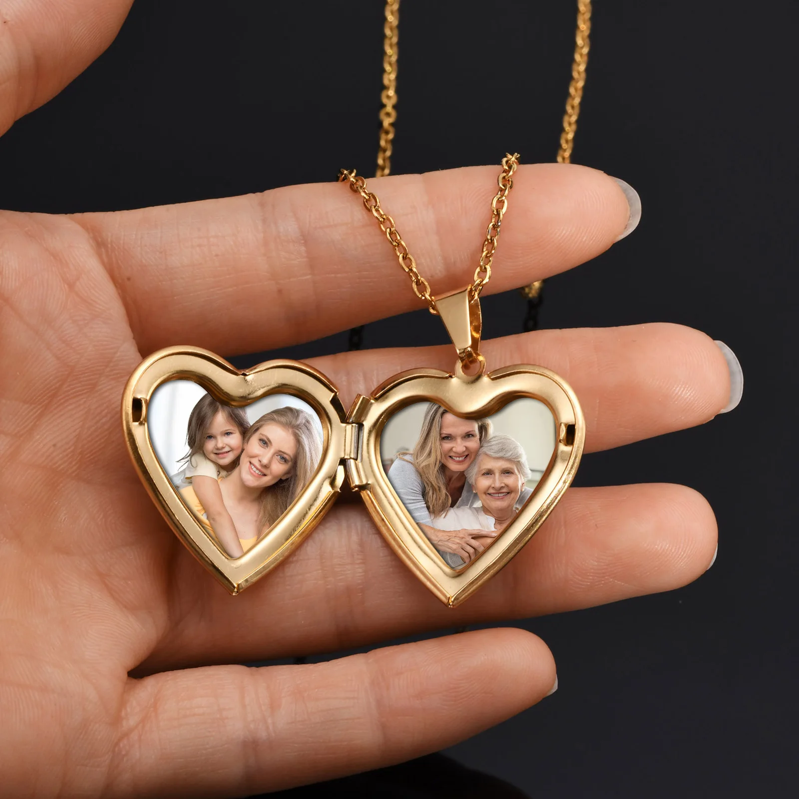 Gioielli in acciaio inossidabile Cuore Medaglione Immagini Memoria Foto Nome personalizzato Data Collana per donna Fidanzata Regalo di San Valentino