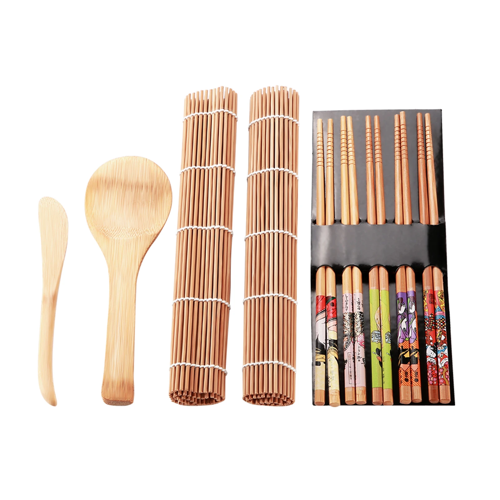 13Pcs/set Bamboo Sushi Making Kit Family Office Party Homemade Sushi Gadget For Food Lovers Sushi Kit Sushi Making Kit Sushi Set