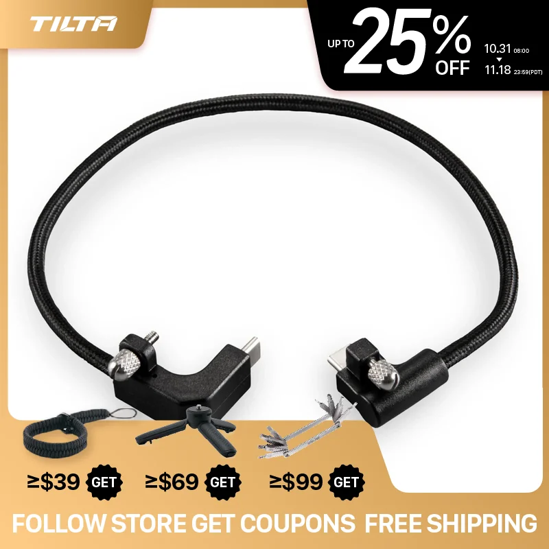 TILTA CB-USBC-30 90-Degree USB-C Cable compatible with BMPCC 6K Pro BMPCC 4K/6K Camera Cage