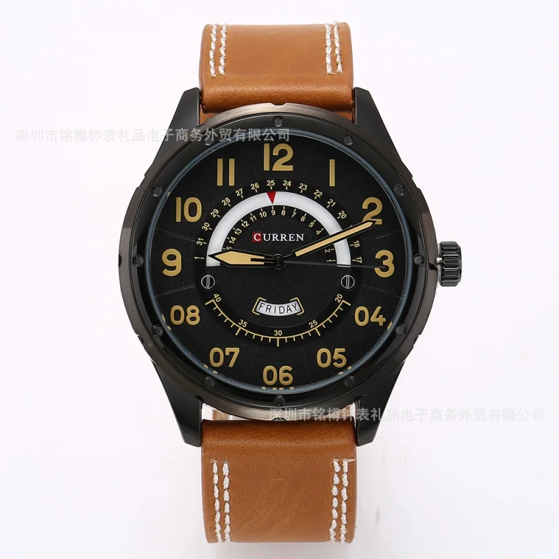 Curren-reloj con correa impermeable para hombre, cronógrafo de cuarzo, informal, con calendario, 8267