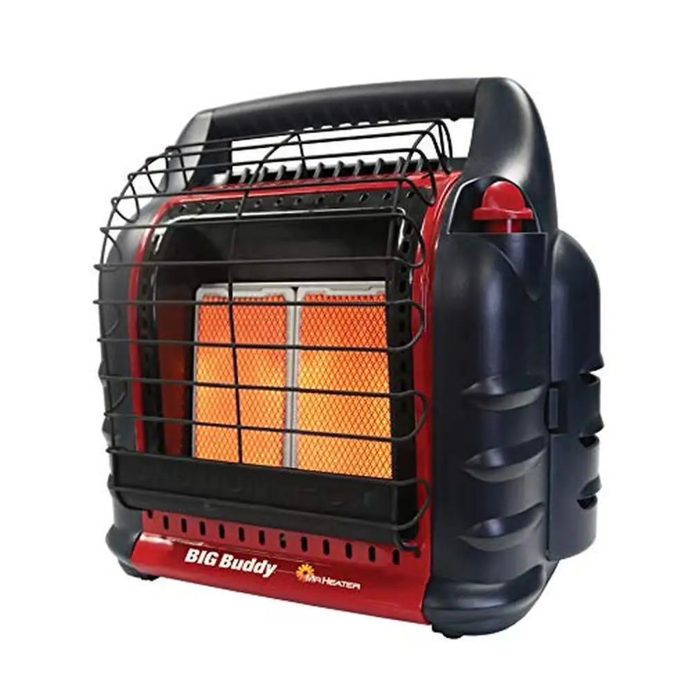 Portable Propane Gas Heater 4000-18000 BTU 3 Setting Dual Tank Connection Indoor Outdoor Red Black