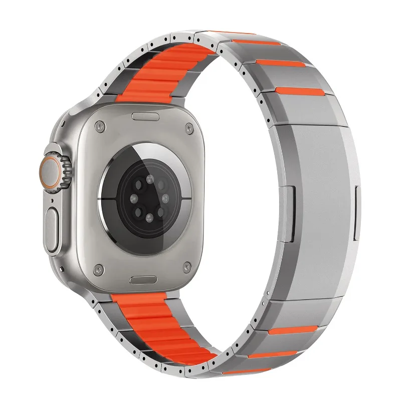 

Arched Two Tone Side Release Stainless Steel Band Strap for Apple iWatch S11 S10 Ultra S9 8 7 6 5 4 3 Replacement Band