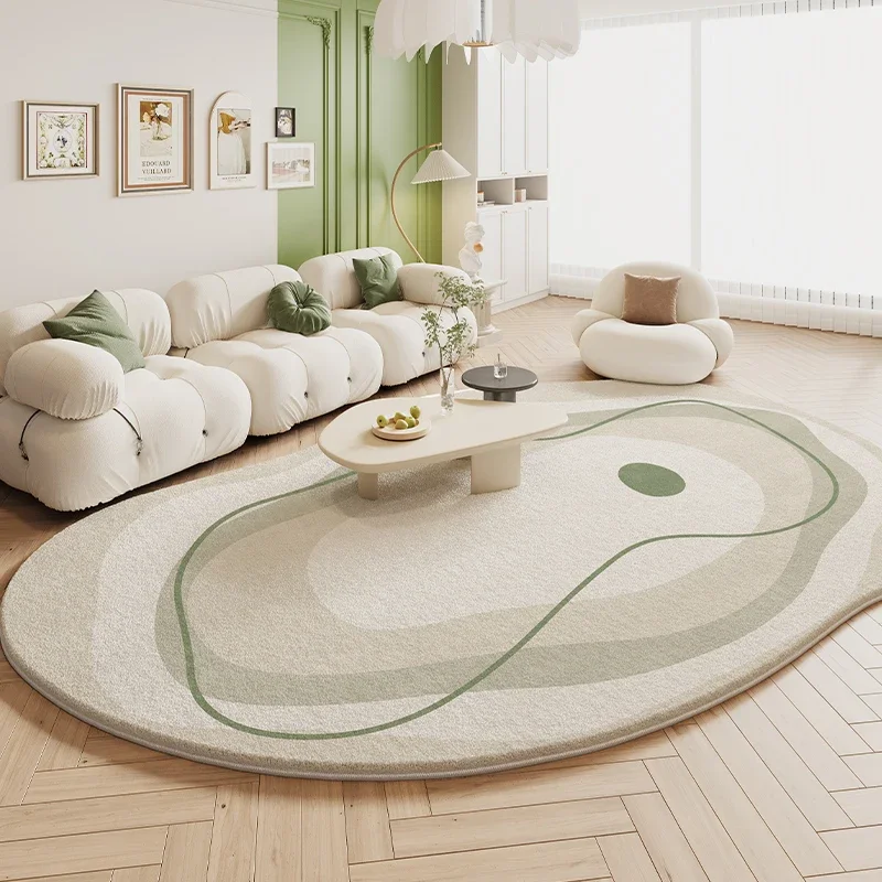 Green Cream Rugs for Bedroom Large Area Living Room Decoration Irregular Shape Carpet Soft Fluffy Lounge Rug Anti-slip Study Mat