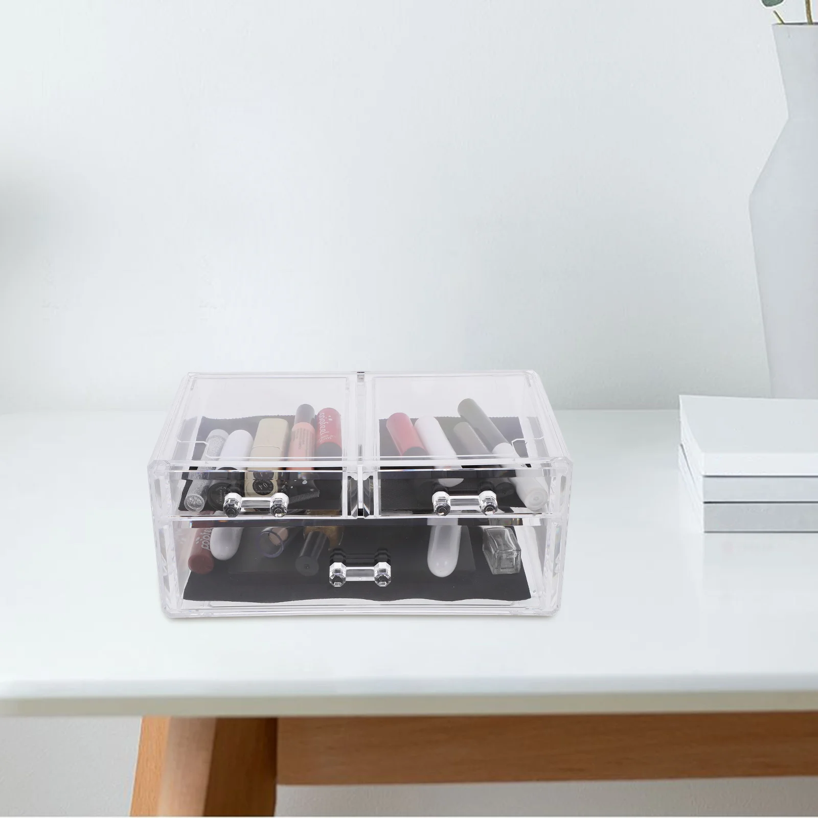 

Clear Acrylic Makeup Organizer Drawer Stackable Storage Bins For Vanity Desktop Office Jewelry Skincare Lip Gloss Lotion