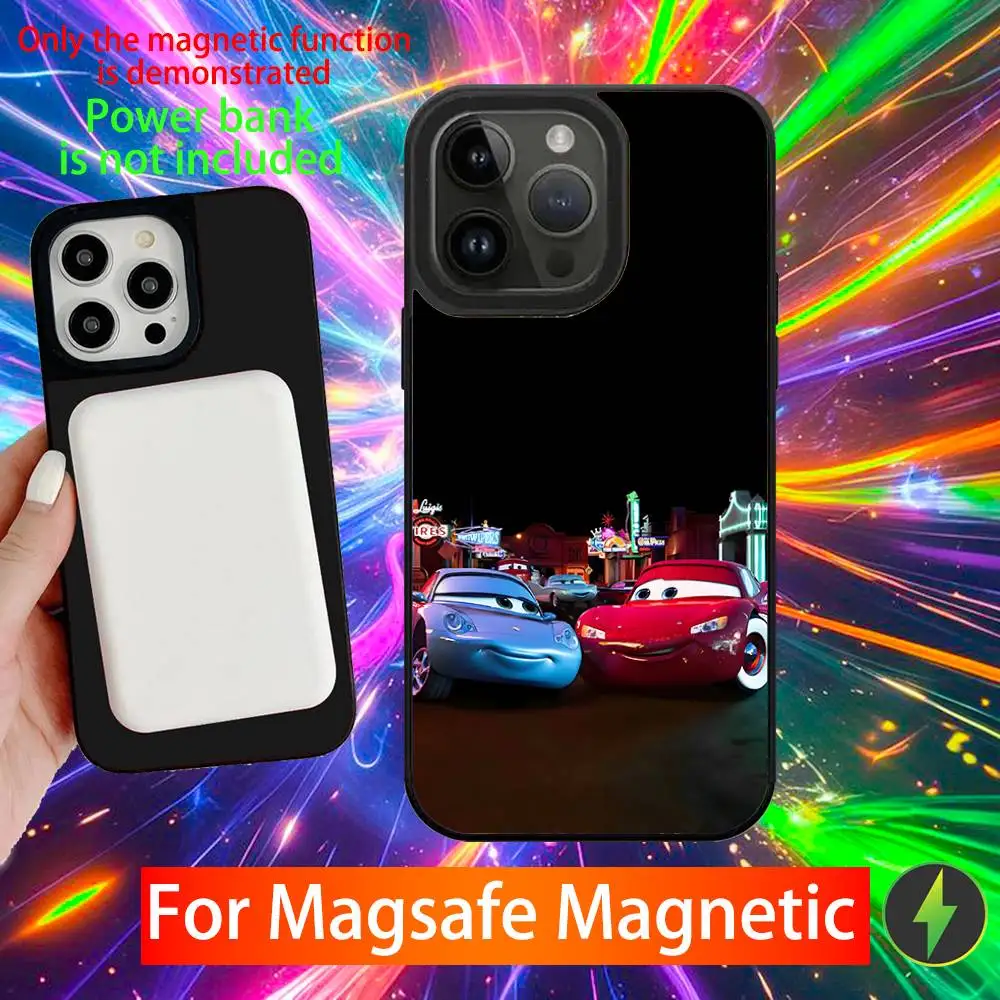 حافظة هاتف لطيفة على شكل سيارة كرتونية حمراء 95 لهواتف iPhone 16,15,14,13,12,11,Pro,Max,Plus,Mini,SE شحن لاسلكي مغناطيسي جديد Magsafe