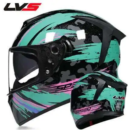 certification Motorcycle Helmet  Racing Helmets Double Visor  Full Face four seasons LVS DOT electric dual-lens
