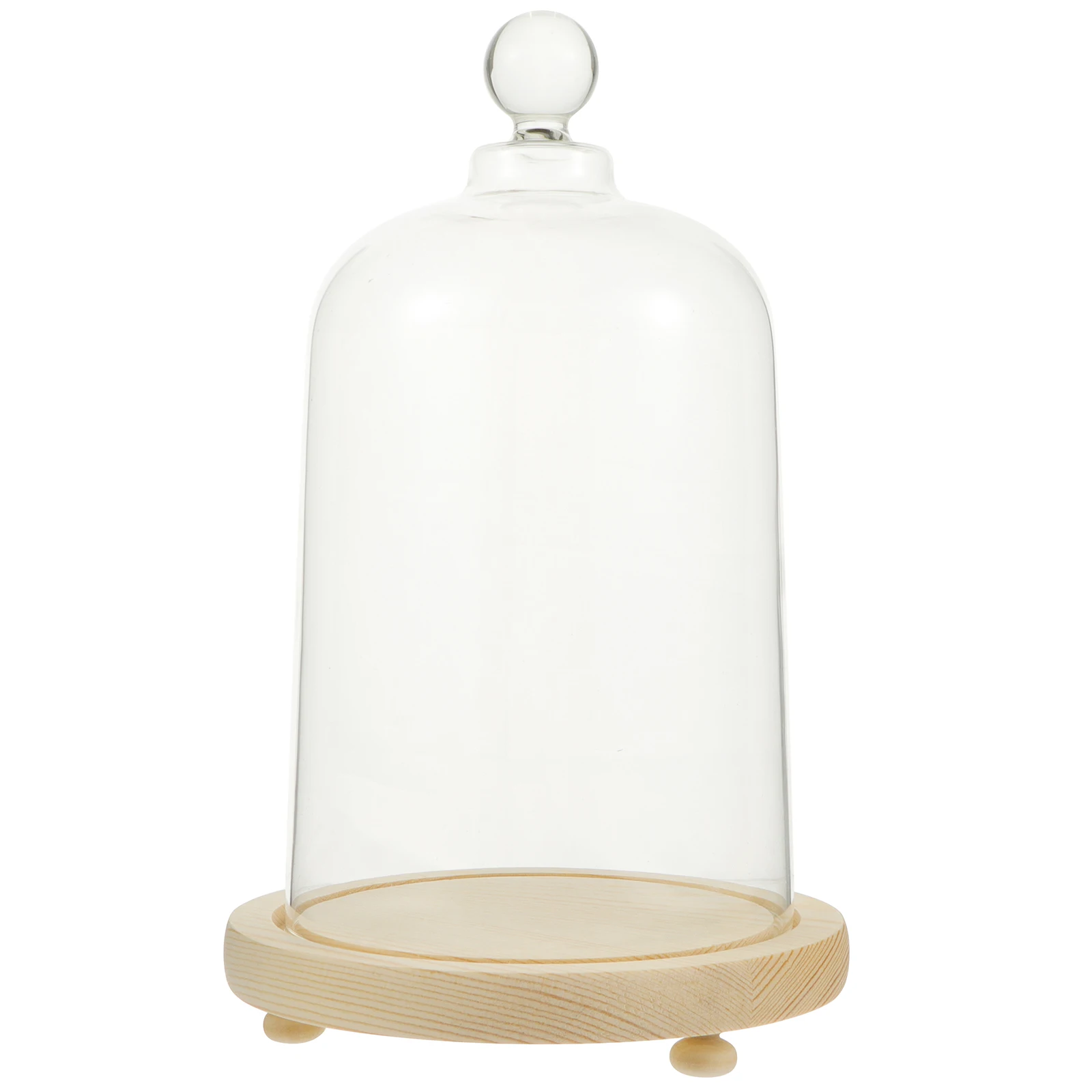 

Glass Display Cover Wood Base Cake Dessert Snacks Jar Cloche Home Decor Sturdy Wear Resistant Compact Practical