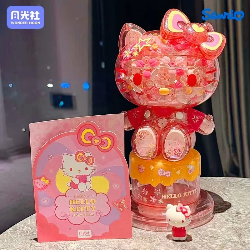 Hello Kitty Flower Cluster Building Blocks Sanrio Assembly Toys Large Anime Night Light Desktop Ornament Children Holiday Gifts