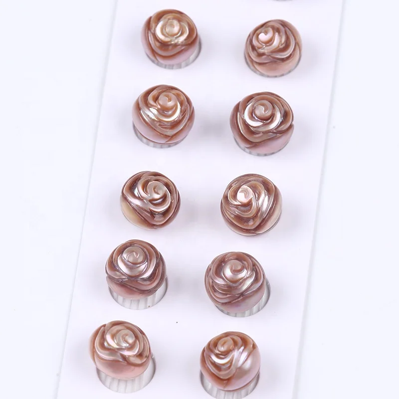 11-12/12-13mm hand-carved rose flower shape purple color edison freshwater loose pearls in pairs