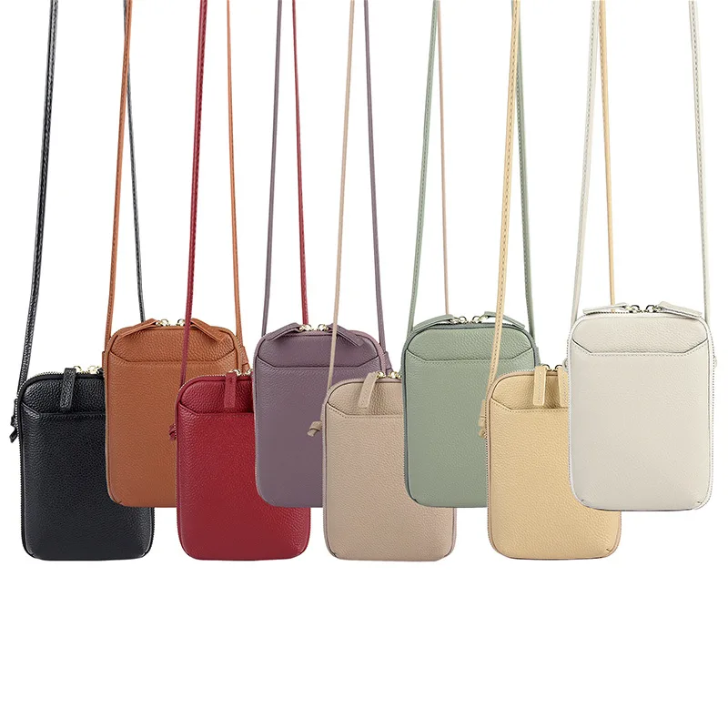 Mini bolsa de couro genuíno para celular tiracolo feminina, bolsa de ombro minimalista e moderna, designer de Harajuku, nova