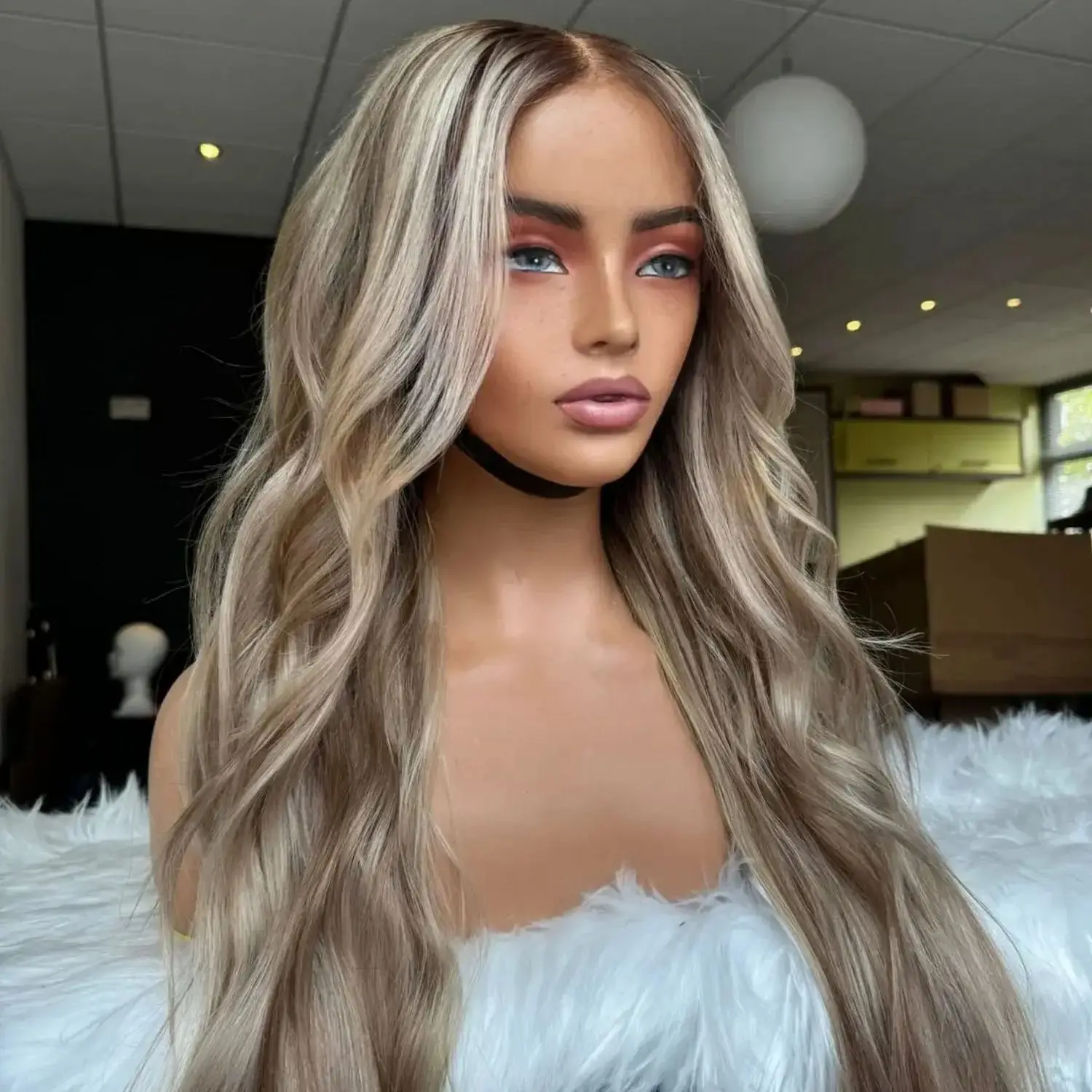 Ombre Ash Blonde Synthetic Lace Front Wig 24