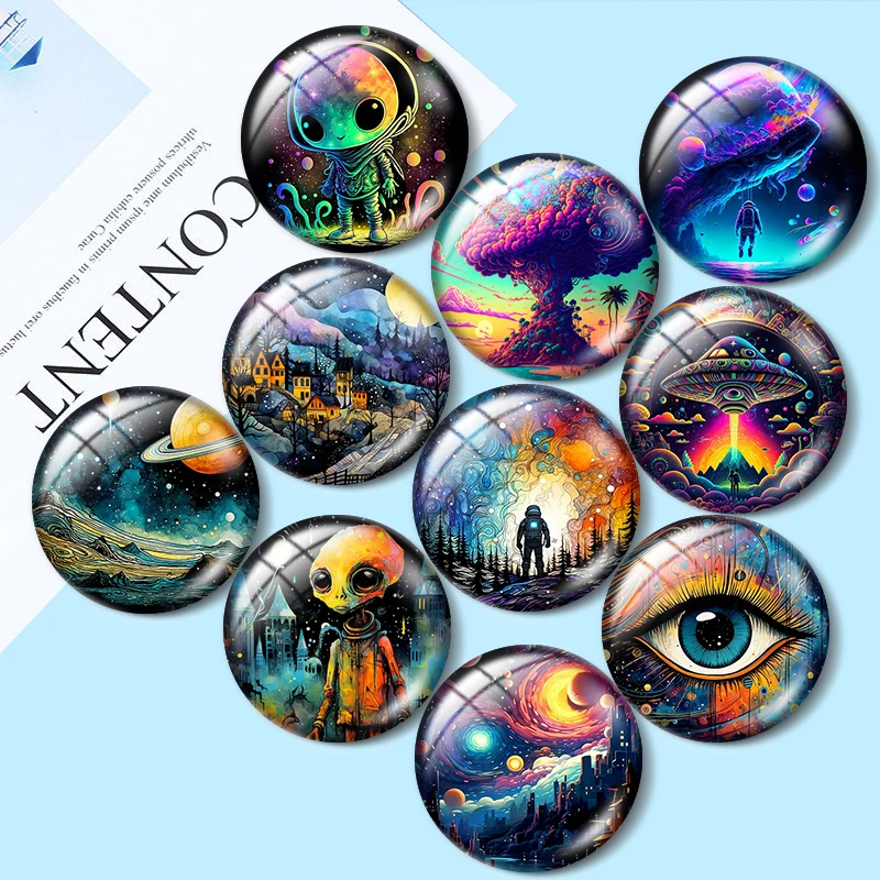 Beyond Worlds  10pcs12mm/16mm/18mm/25mm Round Photo Glass Cabochon Demo Flat Back Making findings