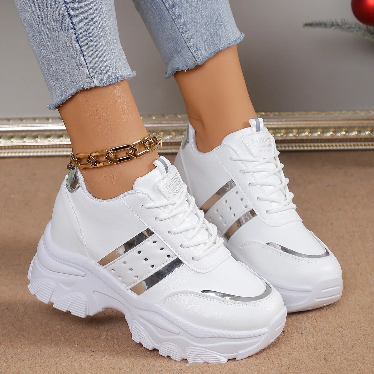 

2025 Fashion New Large-size Sexy Walking Shoes Spring Autumn Round Toe Comfortable Lace-up Thick-soled Casual Sneakers for Women