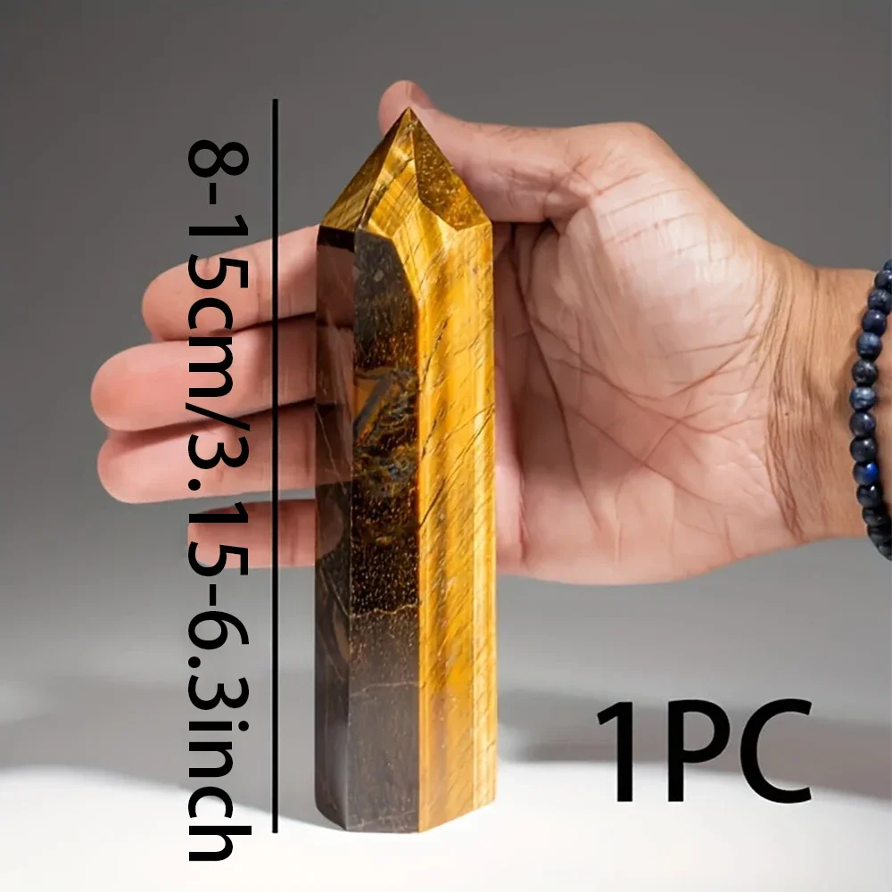 Natural Tiger Eye Stone Point Wand Rock Tower Obelisk Healing Crystal Feng Shui Meditation Home Decoration Stone Ornament 8-15cm