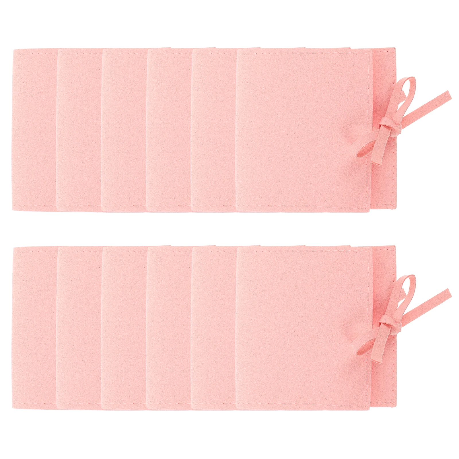 

12 Pcs Jewelry Storage Bag 8x8cm Pink Drawstring Small Bags for Travel Daily Use Soft Flannel Fabric Pouches Luxury Sack Gift