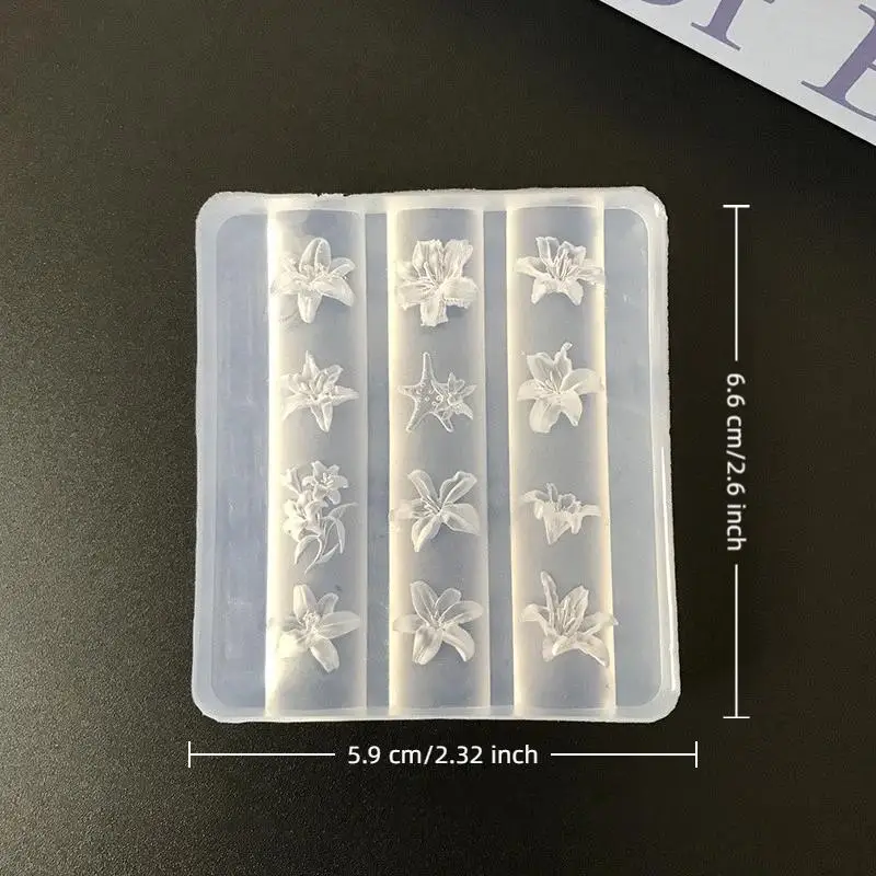 3D-Silikonform für Blumen-Nagelkunst, Resin-Lilien, Blumen, Seestern, DIY-Nagelkunst-Dekoration, transparente Vorlage für Nagelcharms – Detail 11
