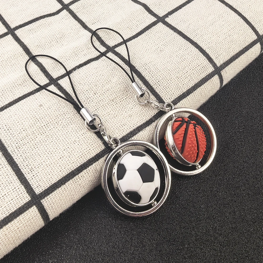 3-Design Rotation Fußball Schlüsselanhänger Basketball Telefon Lanyard Ball Charm Anhänger für Mann Frauen Fans Geschenk Schmuck Zubehör