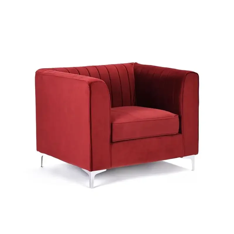 

Stainless steel movable velvet armchair