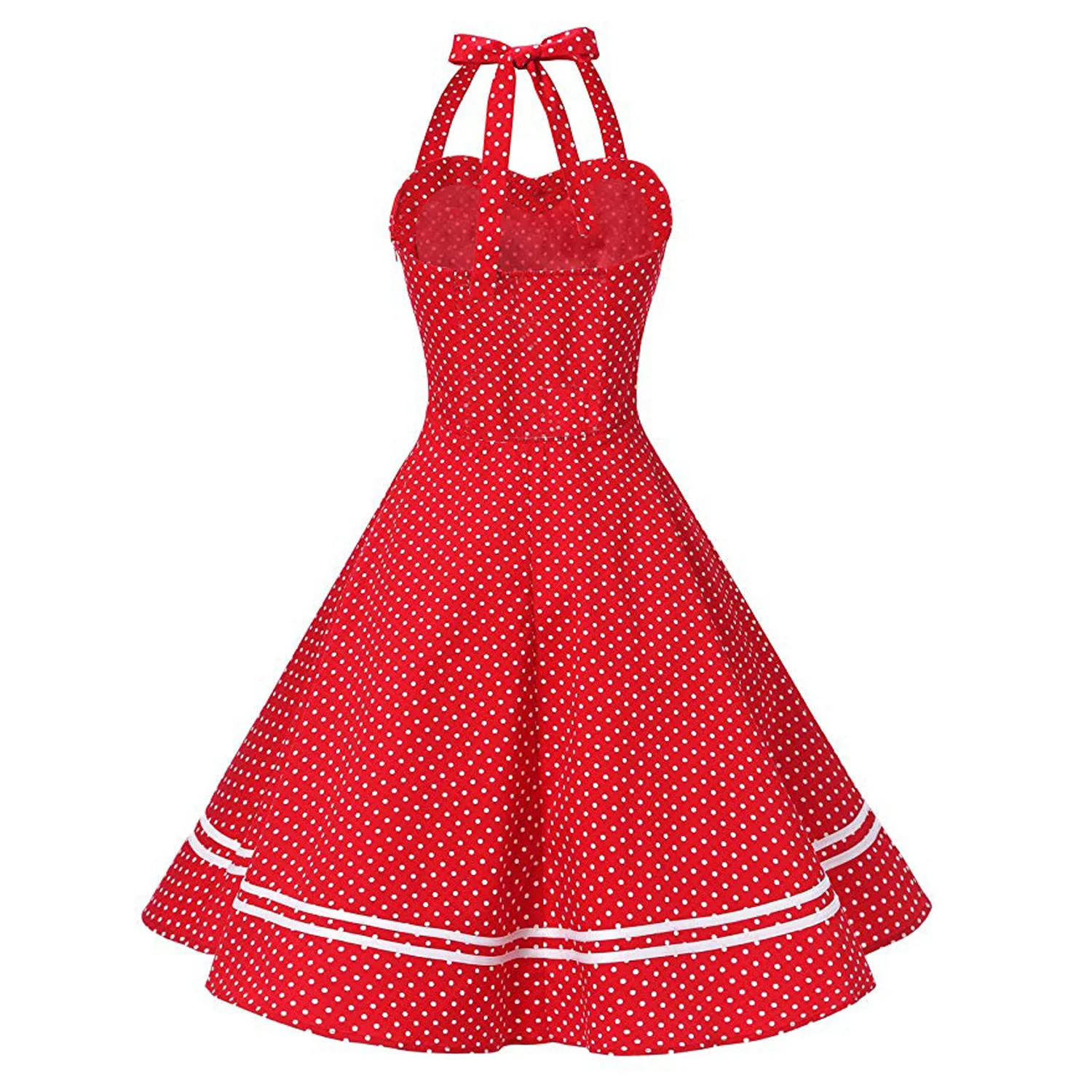 Lsycds bolinhas vestidos vintage para mulher 50s 60s halter pescoço sem mangas vestido mulher midi vestidos a linha vestido de verão novo