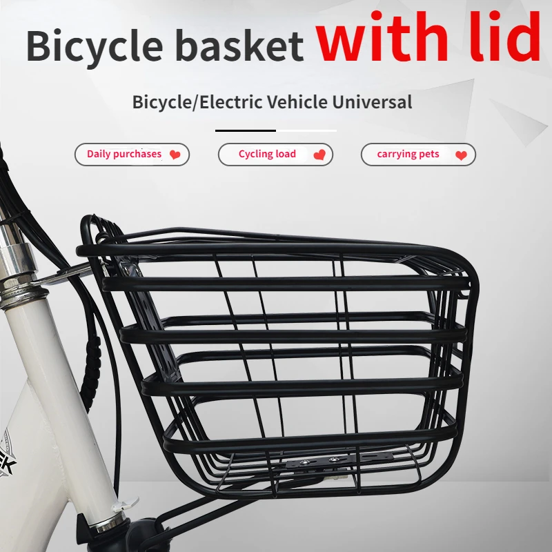 Bicycle Basket with Lid Electric Bike Storage Basket with Waterproof and Dustproof Lining Bag Can Carry Pets