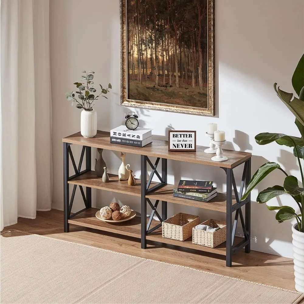 طاولة وحدة تحكم من الخشب والمعدن على الطراز الصناعي، طاولة أريكة ريفية لغرفة المعيشة، طاولة مميزة لمدخل المدخل، بهو بارنوود #6