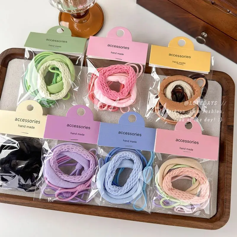 Hair Ties 5 Pack Candy Color Gradient Bow High Elasticity Terry Loop Spring Summer Lightweight Daily Wear Comfortable Premium