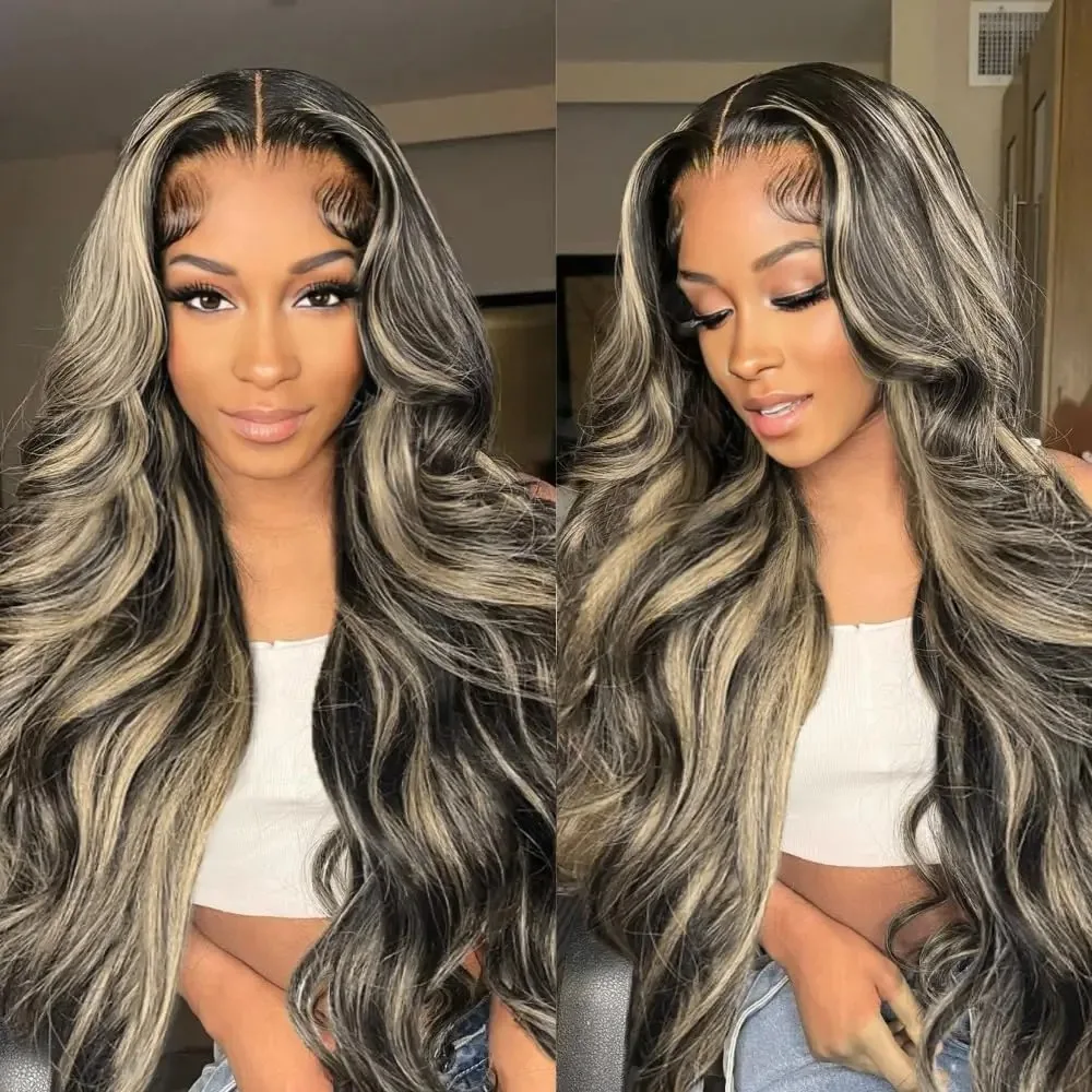 

HD 13x4 13x6 Lace Front Wig Human Hair Blonde Colored Body Wave Lace Front Wigs PrePlucked Highlight Blonde Human Hair Wigs