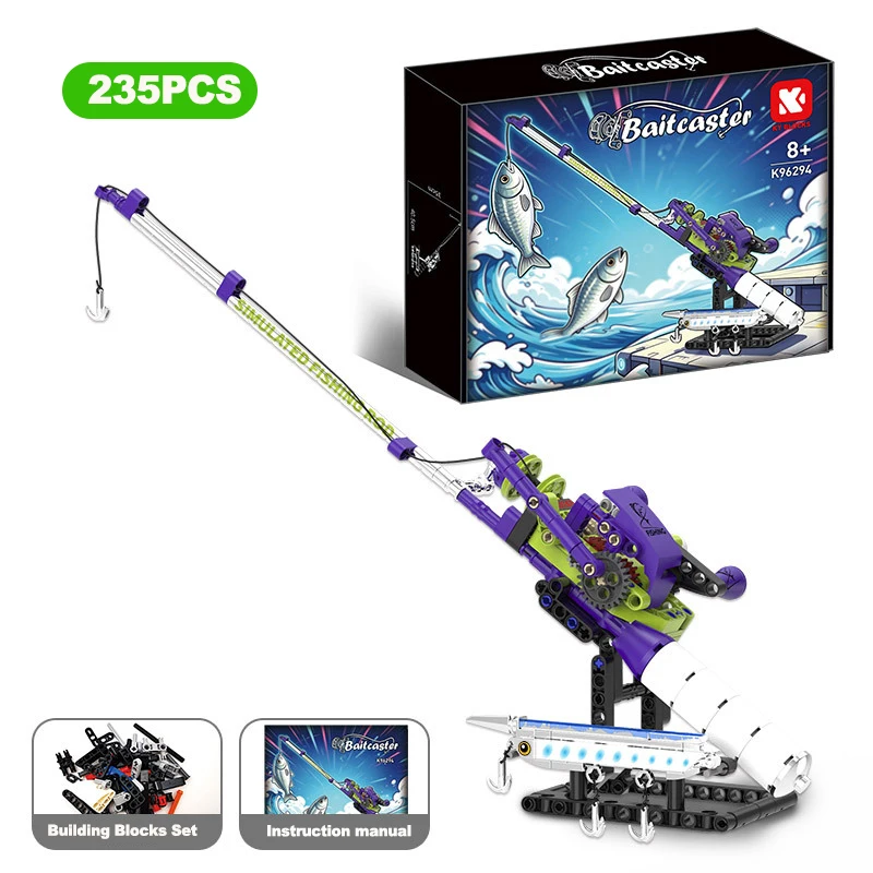 Visstok-bouwstenen Gesimuleerde Zeevisserij Met Hengelset DIY Kit Creatief Bouwspeelgoed voor Visliefhebbers Cadeau