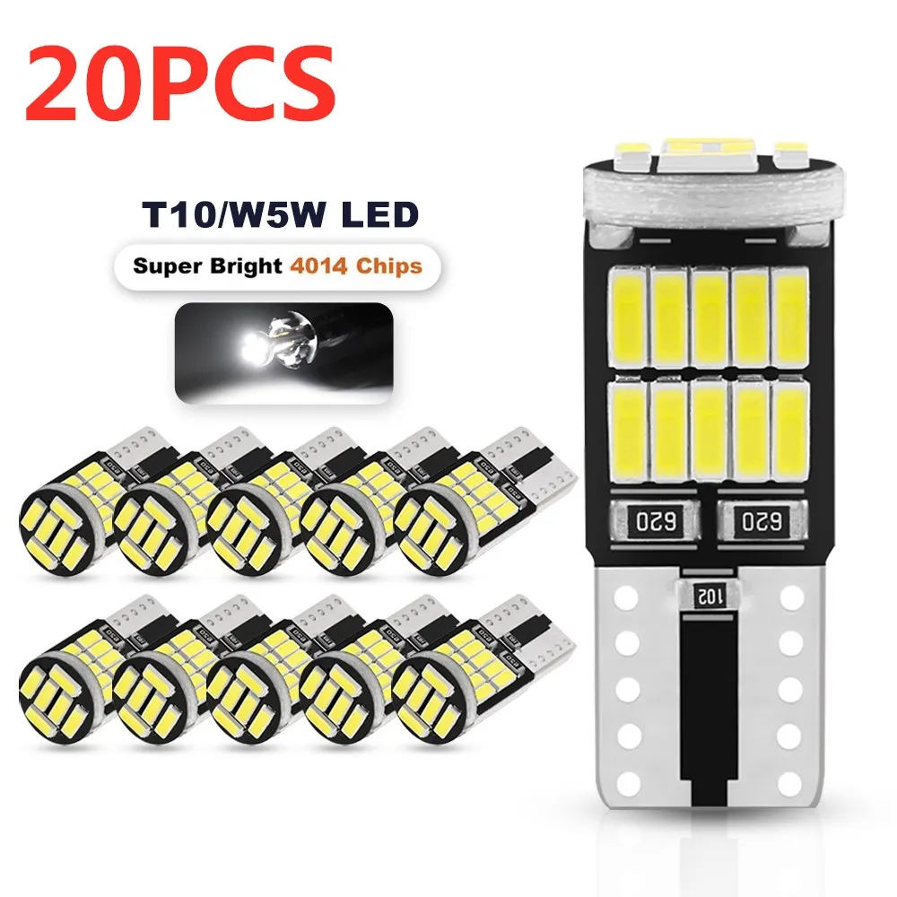 2/10/20pcs Signal Lamp T10 W5w Led Canbus 4014 SMD W5w Led 168 194 Auto Clearance Lights Led Reading Interior Light White 12V