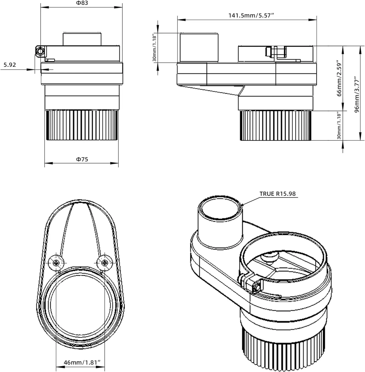 CNC-Staubs chutz reiniger 45mm/52mm Staub bürsten abdeckung für CNC-Fräser/CNC-Maschinen der Serie Spindel motor Holz bearbeitungs werkzeug