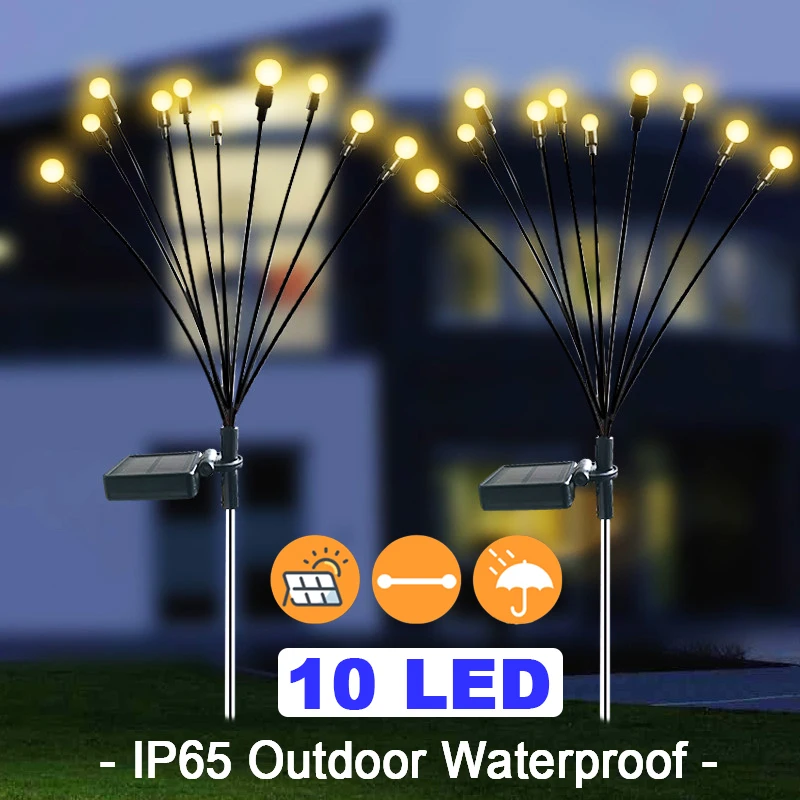 

10LED Solar LED Light Outdoor Garden Decoration Landscape Lights Firework Firefly Lawn Lamps Country House Balcony Decor Lamp