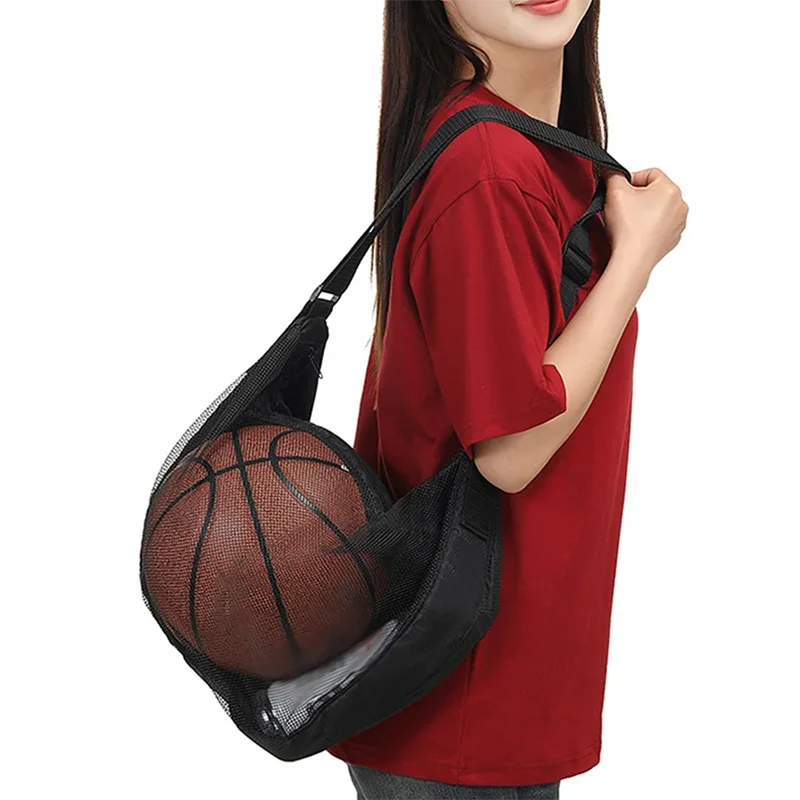 1 Peça Saco de Rede para Bola Única com Bolso com Zíper, para Armazenamento de Bolas, Equipamento Esportivo, Rede de Armazenamento com Cordão e Alça para Transporte de Basquete