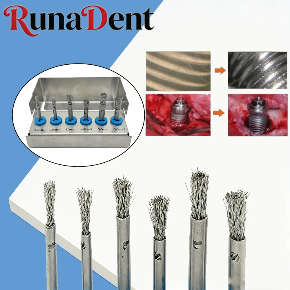 

Dental Implant Surface Cleaning Brush for Peri Implantitis Abutment Threads Fixture Instrument Care Tools Set