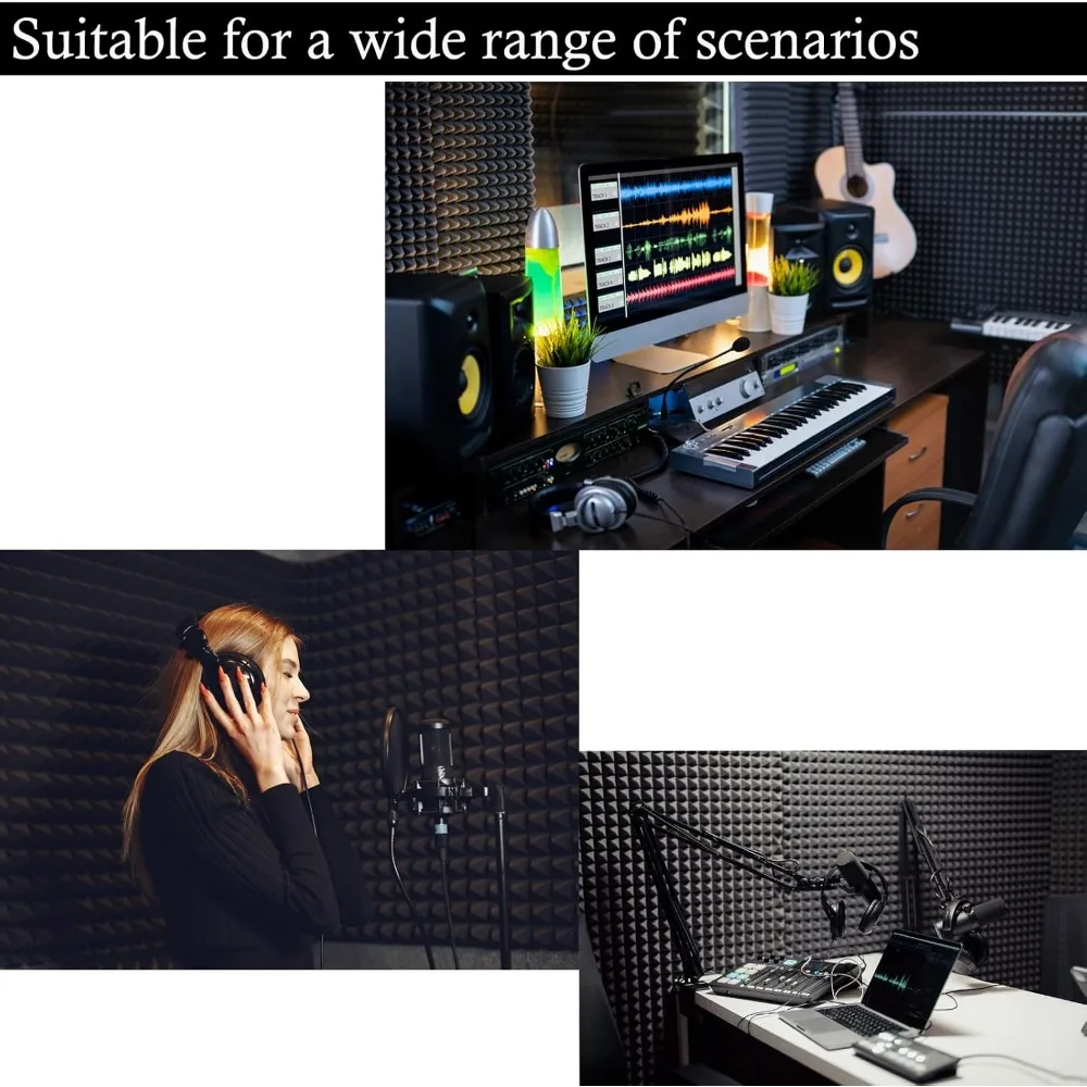4 Pack High-Density Fire-Resistant Soundproof Panels, 48x24x2 Inch, for Home and Studio Noise Reduction
