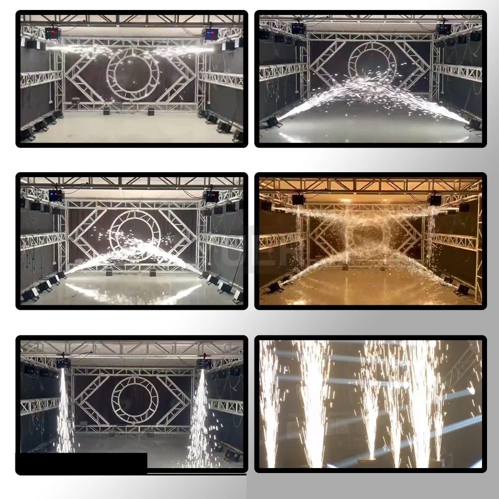 新しい 650 ワットサイドスプレースパークマシンコールドスパークマシン DMX リモコン 600 ワットコールド花火マシン噴水ステージ結婚式 DJ