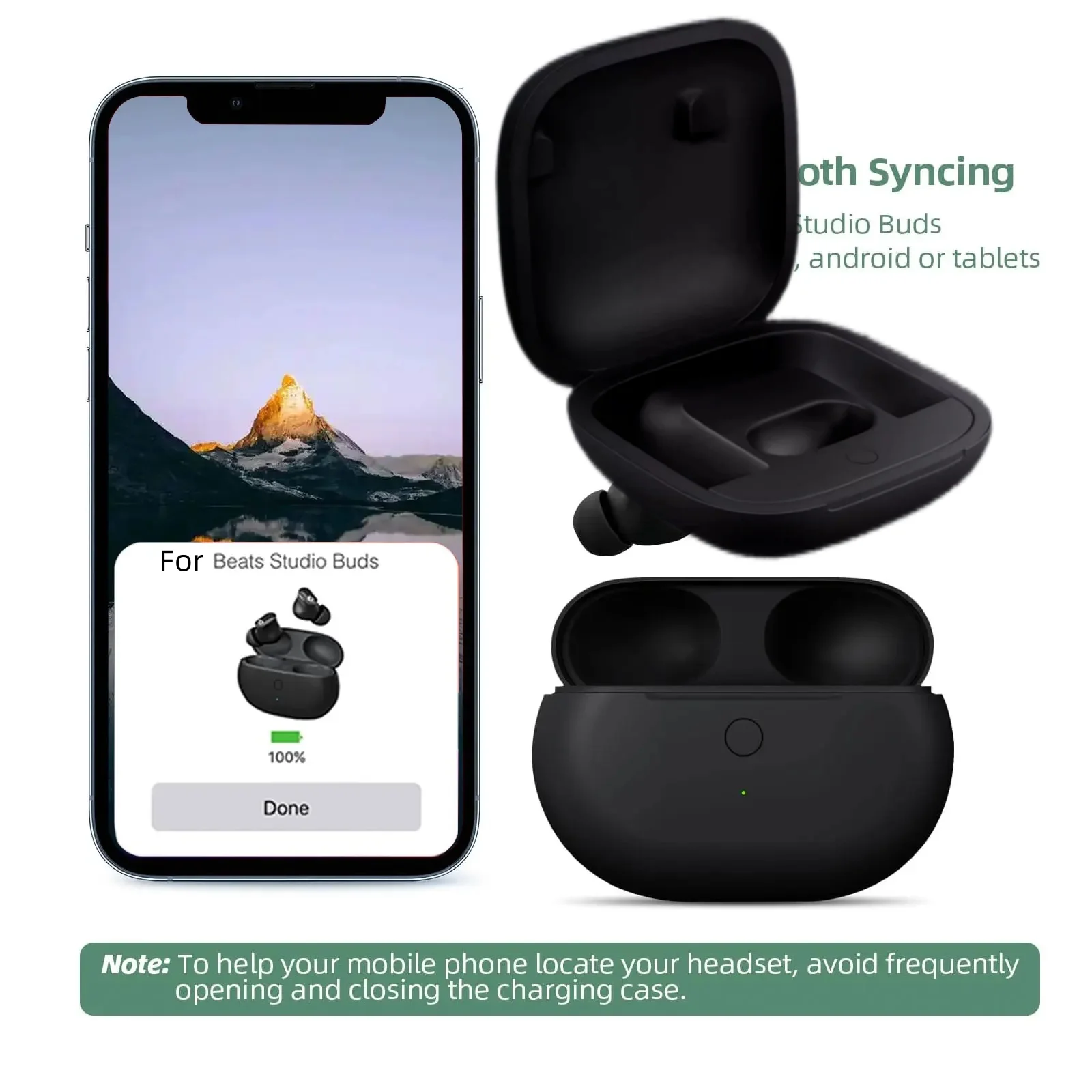 

USB-C For Beats Studio Buds + Charging Case with Bluetooth Pairing Sync Button & 660MAh Replacement Earphone Fit Pro Charger box