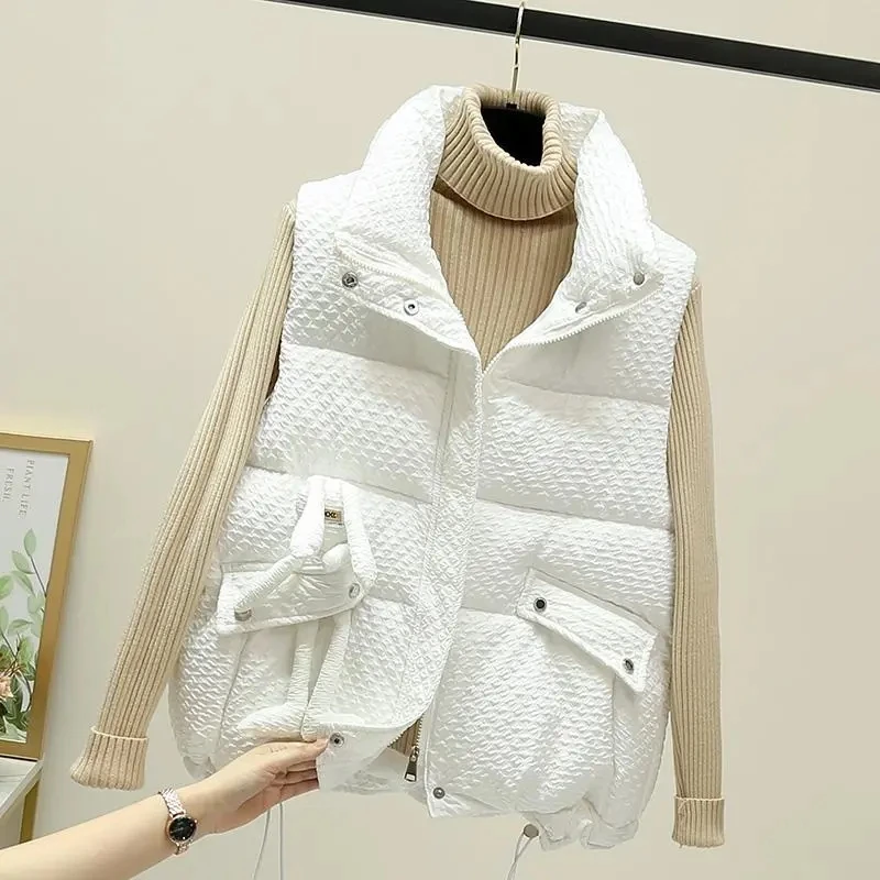 

Autumn Winter New Short Vest Cute Rabbit Splicing Fashion Korean Jacket Trend Cotton Padded Women Windproof Warm Waistcoat