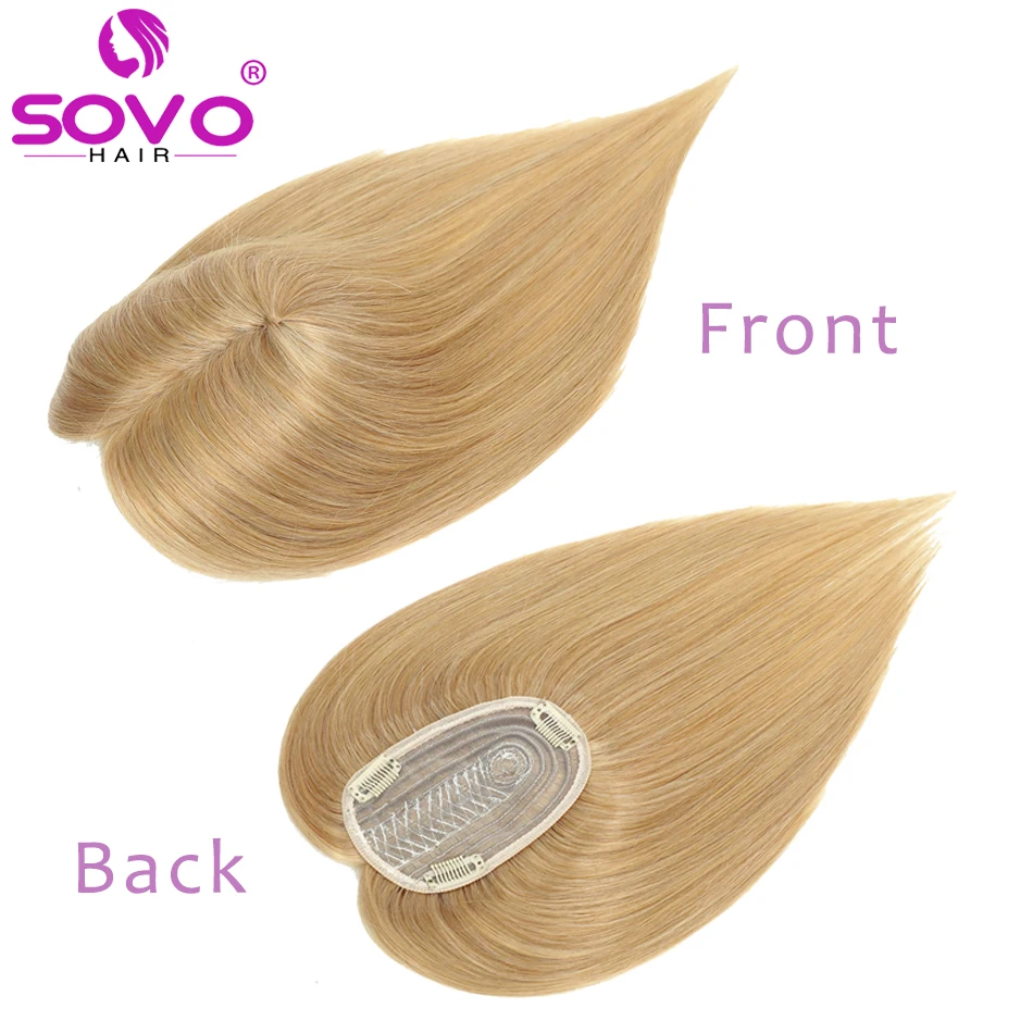 Topper per capelli da donna da 25cm con Clip Topper per capelli umani Remy al 100% per capelli sottili Clip di colore naturale In estensioni dei capelli di un pezzo