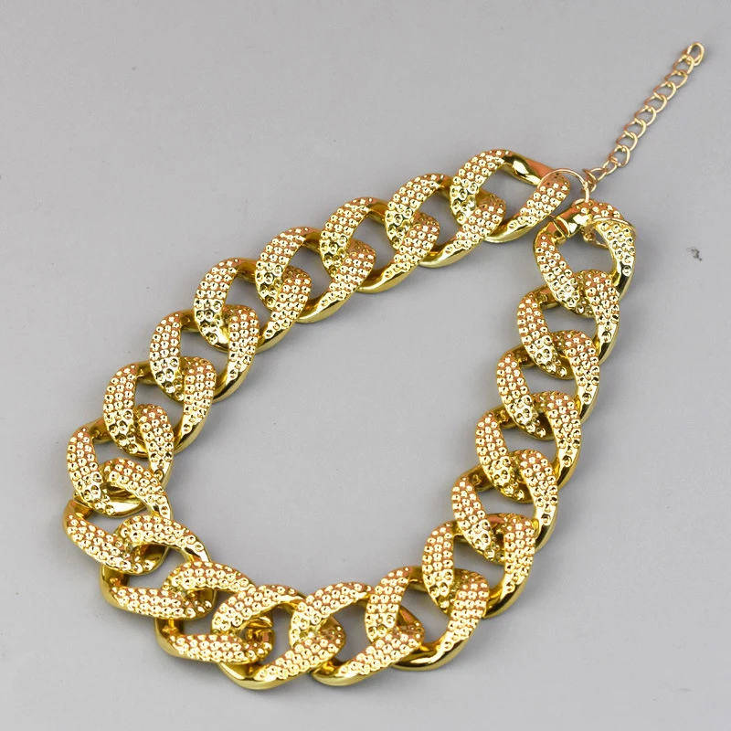 ABS Plastic Dog Collar Chain Diamond Inlay Sparkle Bulldog Necklace Cat Collars Pet Accessories Small Medium Large Dogs Golden