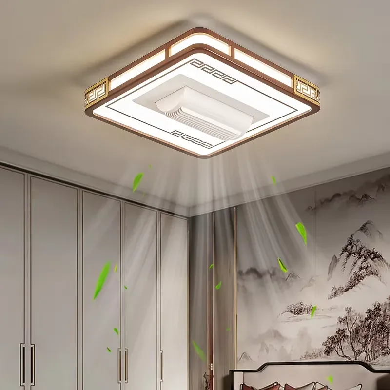 Modern LED Silent Home Bladeless Ceiling Fan Light Remote Control Living Room Bedroom Hotel