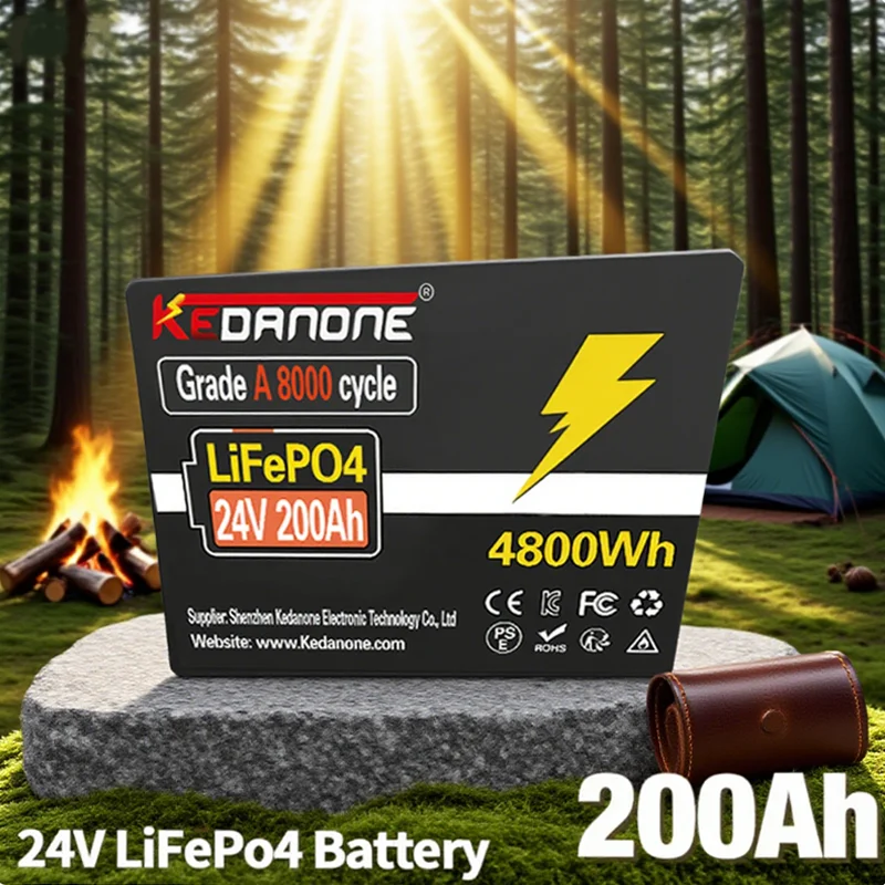 NEW 24V 200Ah LiFePO4 Battery, Built-in 200A Protection BMS, Great for RV/Camper, Trolling Motors, Solar Off-Grid, Marine/Boat