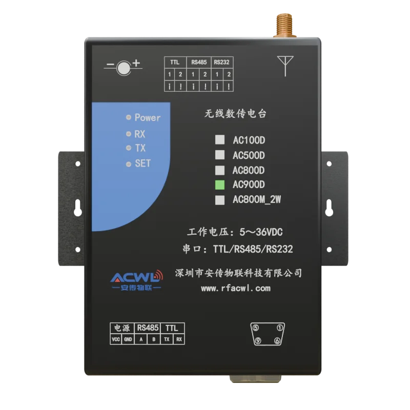 HighPower LoRa Industrial DataRadioModule AC900D 500mW 27dBm148dBm Sensitivity 420 450MHz for Harsh Environment Data Acquisition